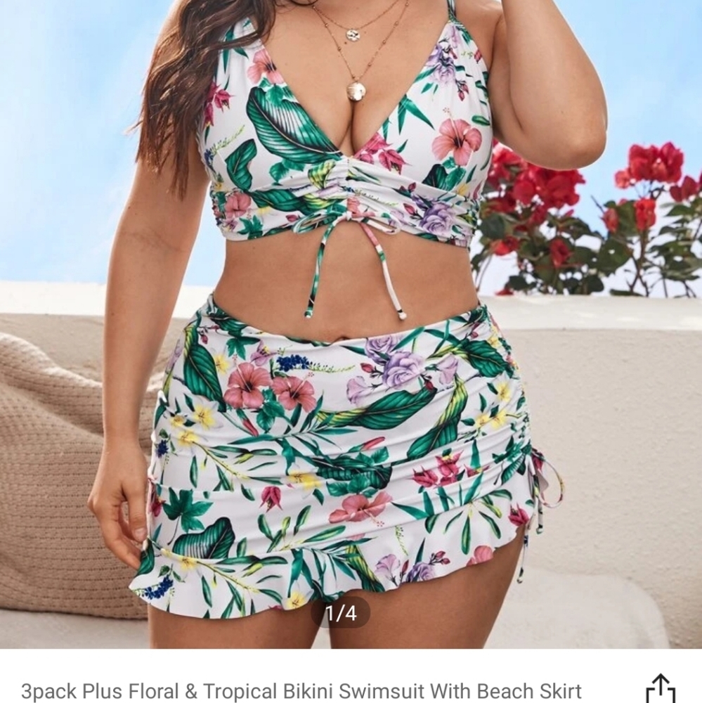 3 piece swimsuit- tropical print